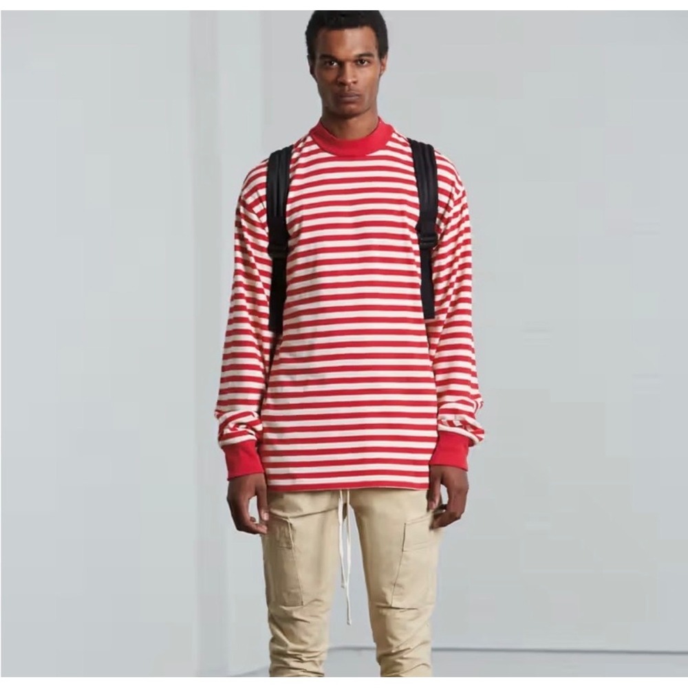 FOG Fear of God‎ Collection Two 2016-2017 Red Striped Long Sleeve Shirt Mens M